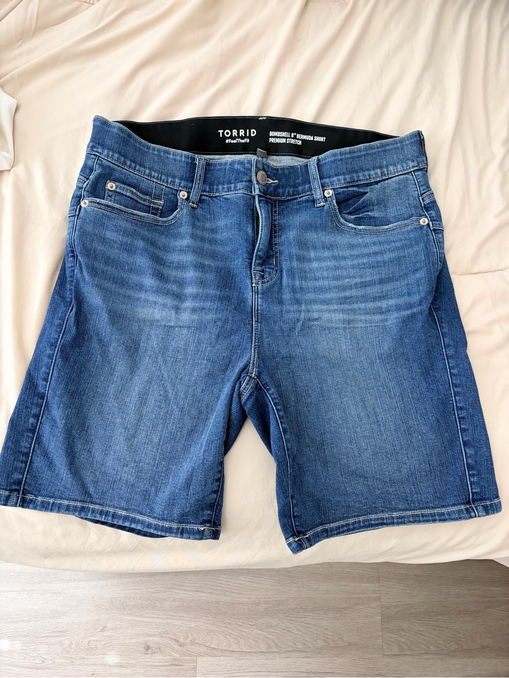 torrid Blue Midwash Denim Bermuda Shorts